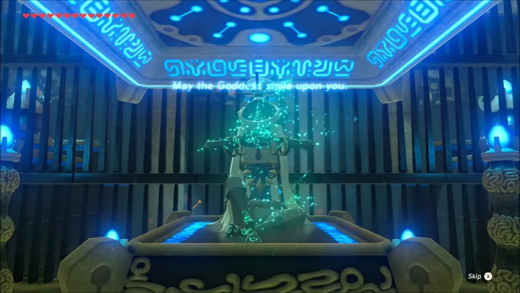 Monk Sho Dantu dissolving into green light as he blesses Link Monk Sho Dantu dissolving into green light as he blesses Link