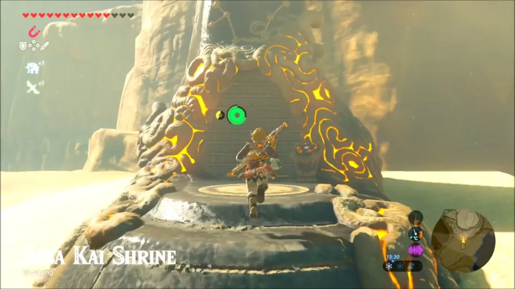 Link running up to Sasa Kai Shrine with its title shown Link running up to Sasa Kai Shrine with its title shown