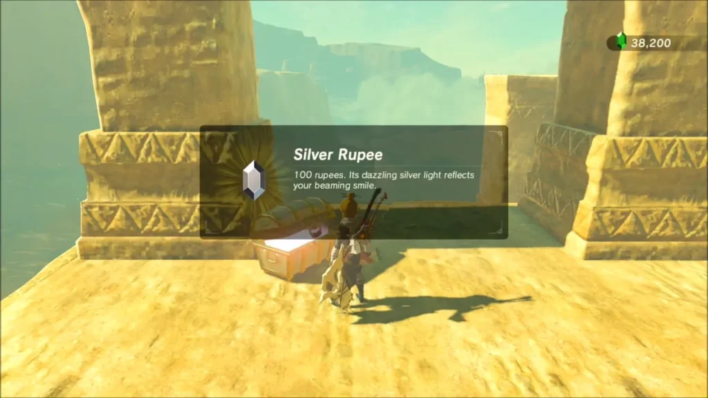 Silver Rupee item box above a chest on a ruin ledge Silver Rupee item box above a chest on a ruin ledge