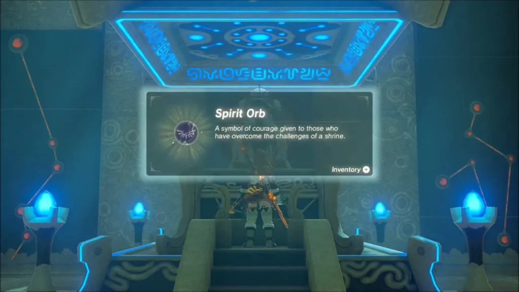 Link receiving the Spirit Orb with its name box at the altar Link receiving the Spirit Orb with its name box at the altar