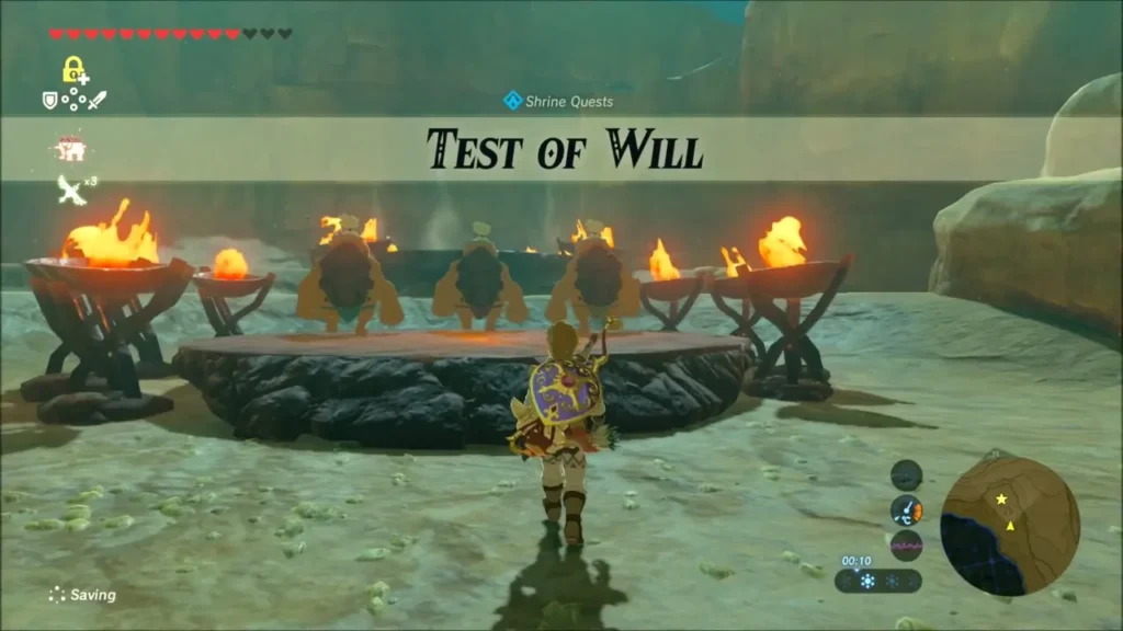 Test of Will quest banner with the Gorons behind the hot plate Test of Will quest banner with the Gorons behind the hot plate