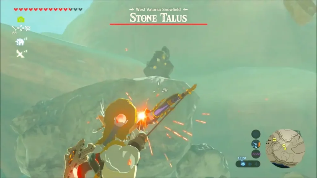 Link aiming a bow at the Stone Talus at West Vatorsa Snowfield Link aiming a bow at the Stone Talus at West Vatorsa Snowfield