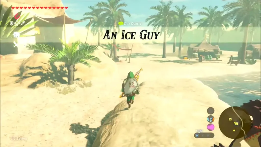 Link running along the oasis as the An Ice Guy quest begins Link running along the oasis as the An Ice Guy quest begins