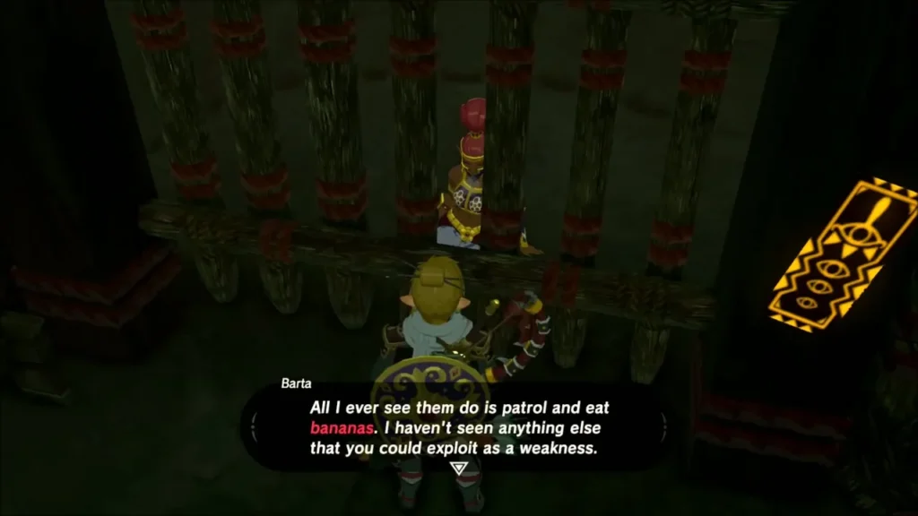 Barta explaining that the Yiga guards eat bananas Barta explaining that the Yiga guards eat bananas