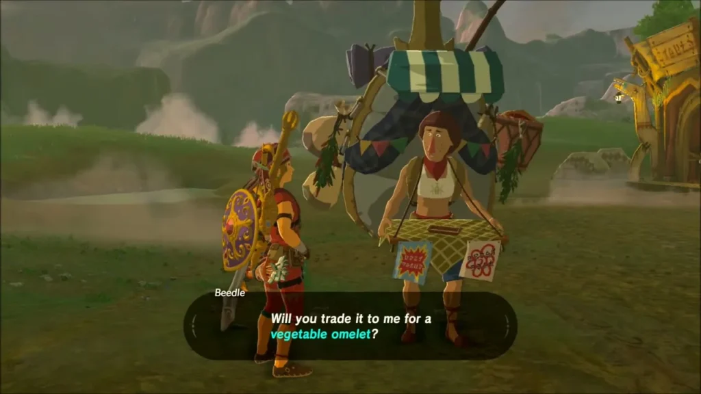 Beedle with his big pack and striped awning outside the stable Beedle with his big pack and striped awning outside the stable
