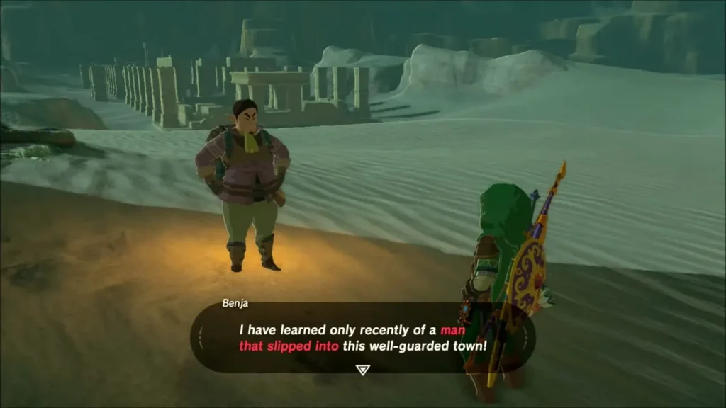 Benja explaining a man slipped into the well-guarded town Benja explaining a man slipped into the well-guarded town