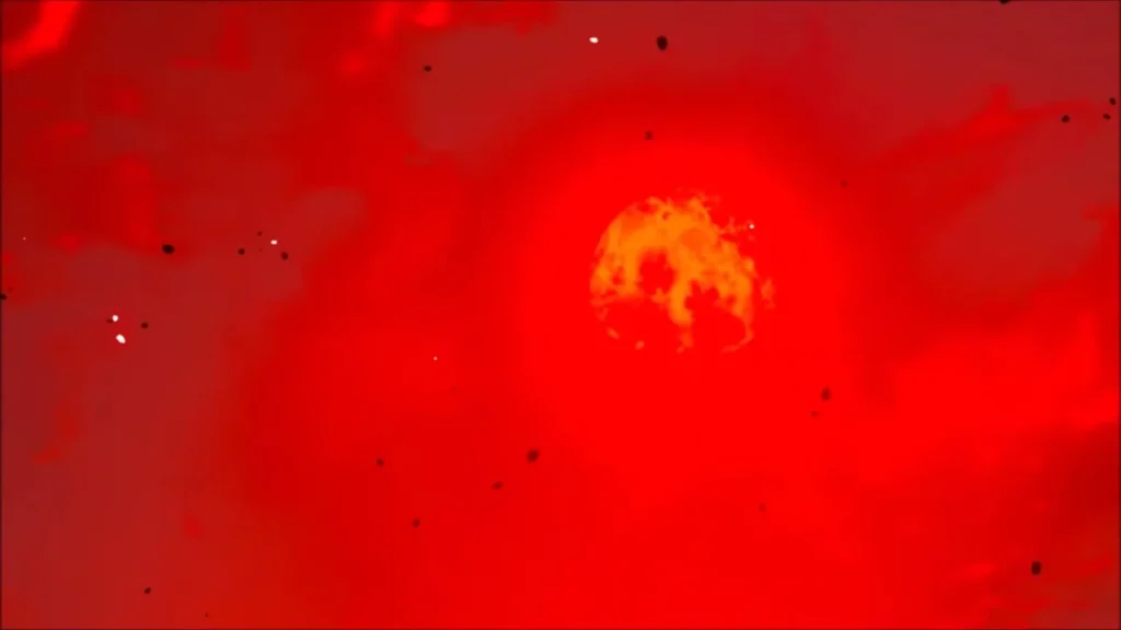 The Blood Moon glowing in the red sky The Blood Moon glowing in the red sky