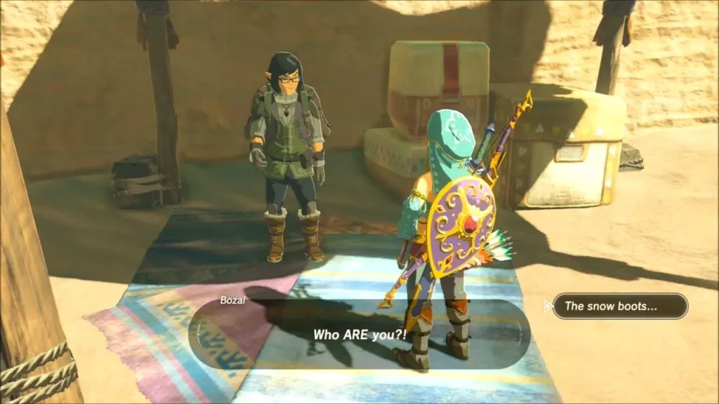 Bozai asking who Link is when he speaks without the Gerudo outfit Bozai asking who Link is when he speaks without the Gerudo outfit