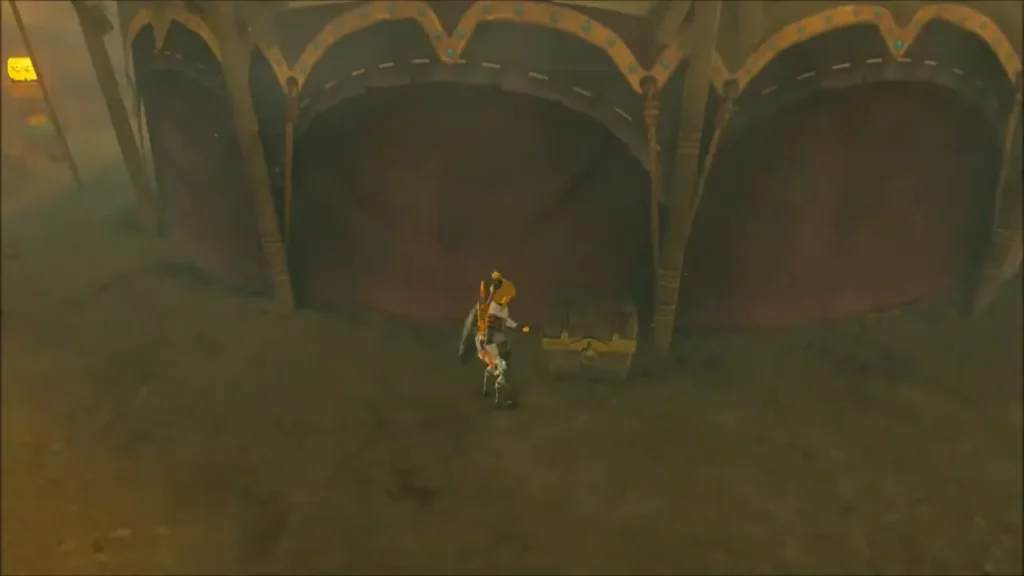 Link walking up to the chest behind the stable Link walking up to the chest behind the stable