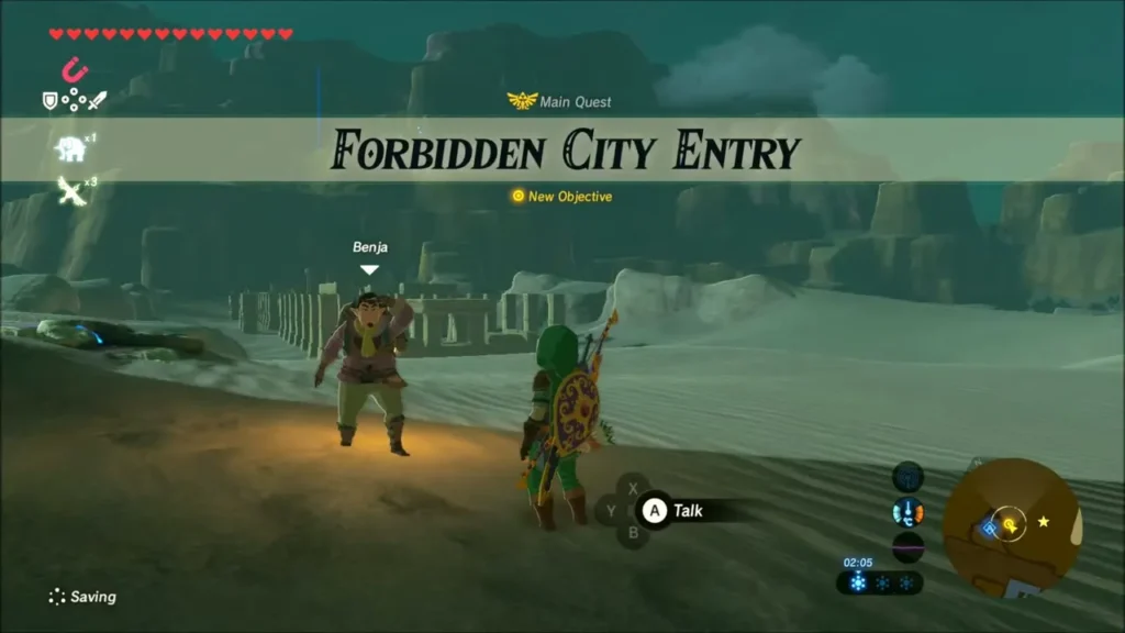 Forbidden City Entry quest banner appearing beside Benja Forbidden City Entry quest banner appearing beside Benja
