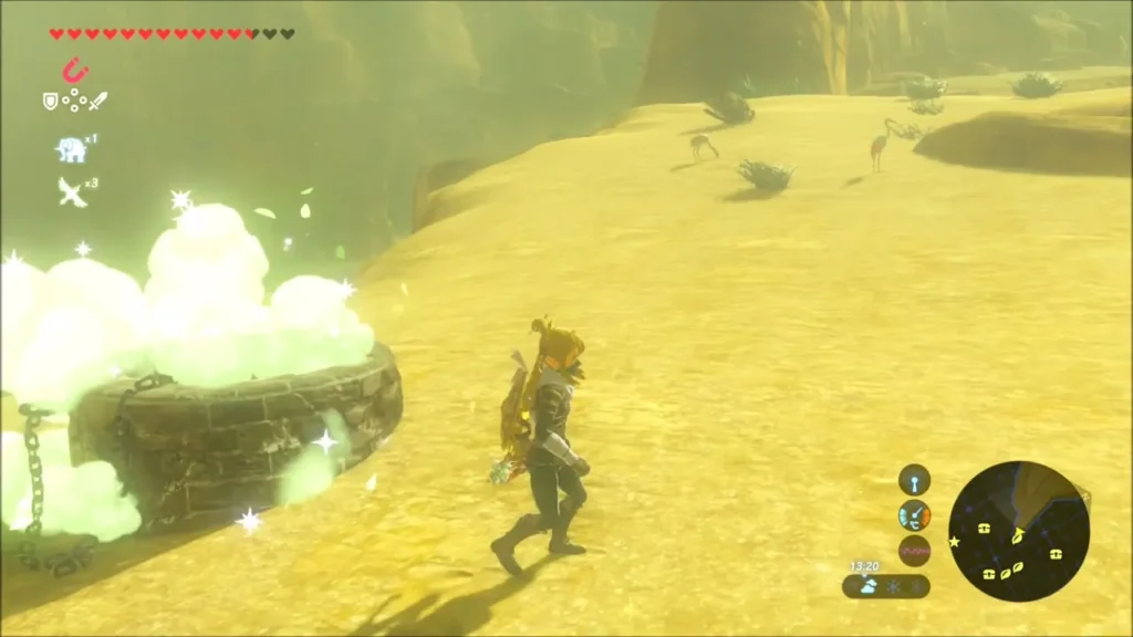 Green leaves bursting from the stone ring as a Korok flower sprouts Green leaves bursting from the stone ring as a Korok flower sprouts