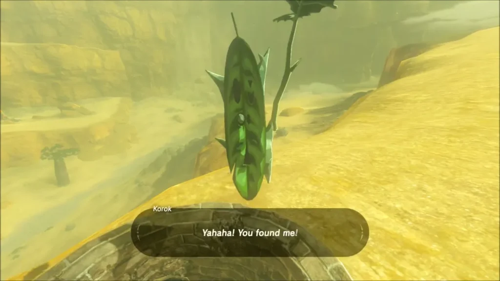 Korok popping out of the stone ring saying it was found Korok popping out of the stone ring saying it was found