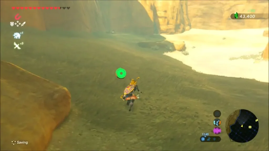 Link running on after the chest, rupee counter now at 43,400 Link running on after the chest, rupee counter now at 43,400