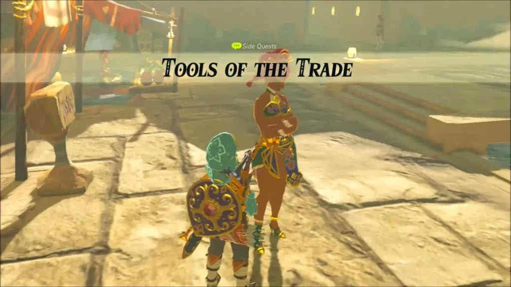 Link meeting Isha as the Tools of the Trade quest begins Link meeting Isha as the Tools of the Trade quest begins