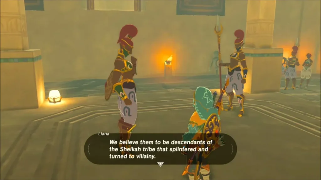Liana telling Link the Yiga descend from a splintered Sheikah tribe Liana telling Link the Yiga descend from a splintered Sheikah tribe