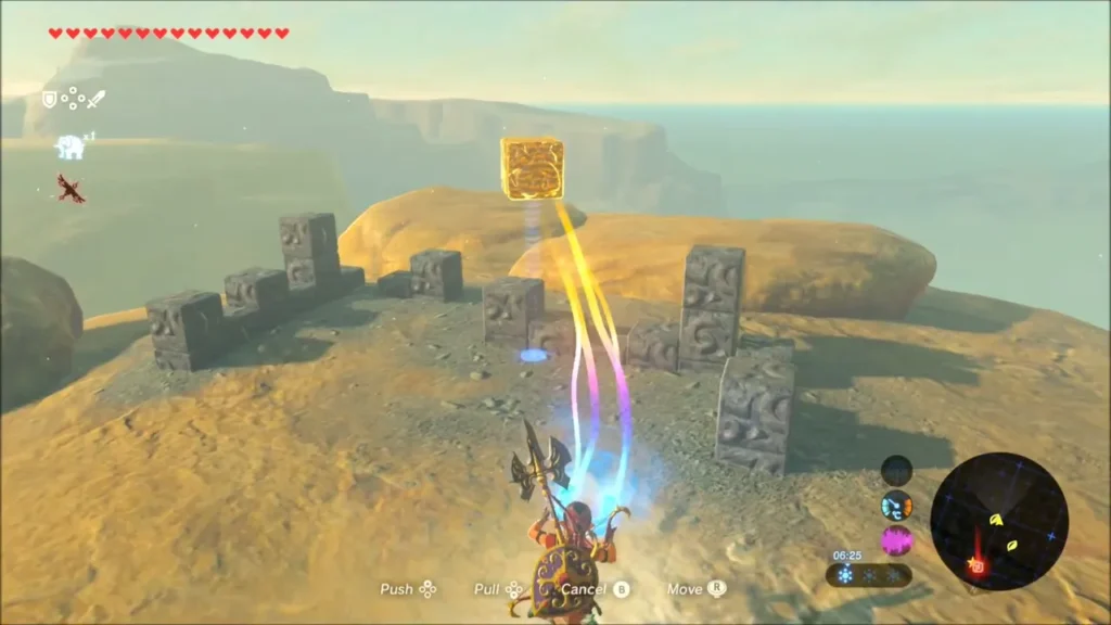 Magnesis moving a carved stone block toward the row on the bluff Magnesis moving a carved stone block toward the row on the bluff