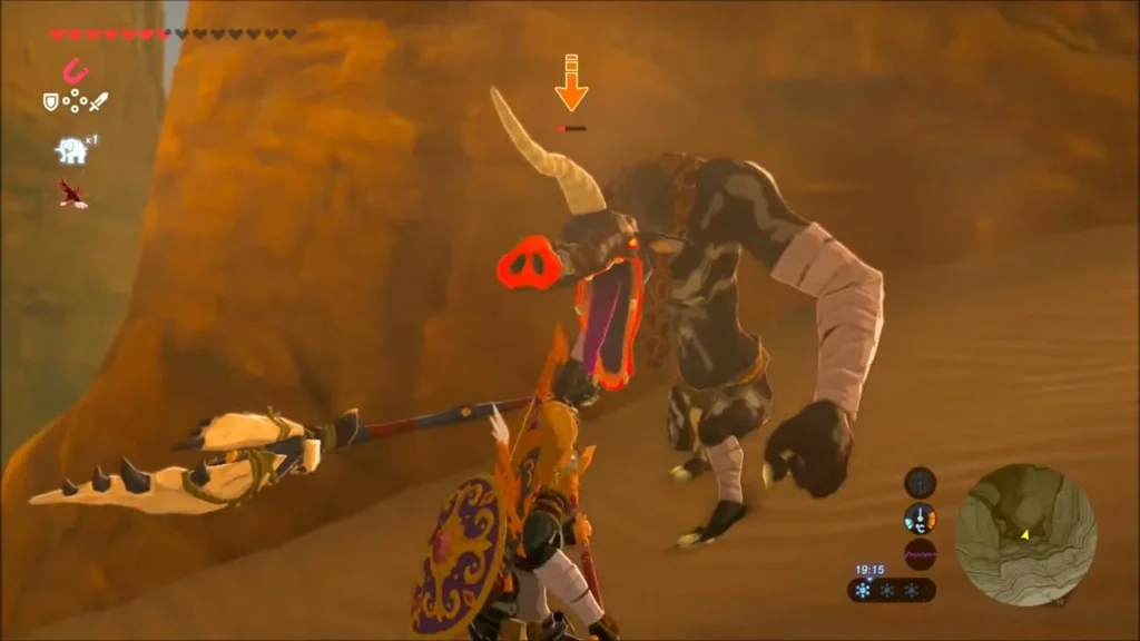 Link striking a Moblin with a Lizal spear Link striking a Moblin with a Lizal spear