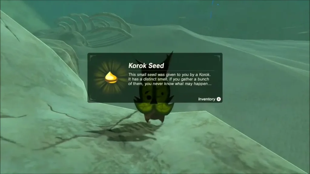 A Korok hands Link a Korok Seed beside the skeleton ribcage A Korok hands Link a Korok Seed beside the skeleton ribcage