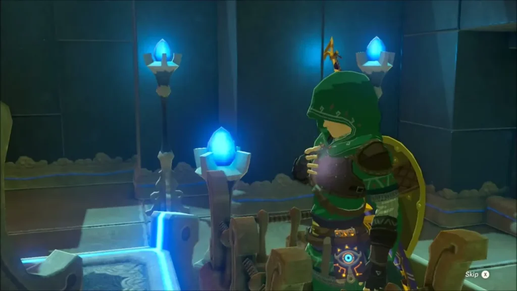 Link holding a Spirit Orb after the monk's blessing Link holding a Spirit Orb after the monk's blessing