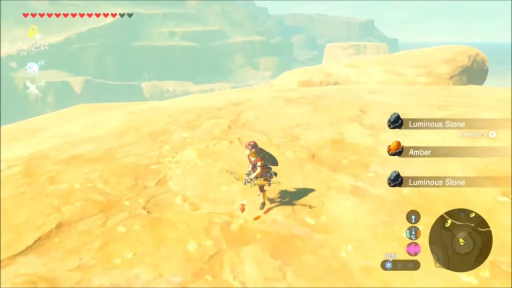 Link picking up Luminous Stone and Amber dropped by the Stone Talus Link picking up Luminous Stone and Amber dropped by the Stone Talus