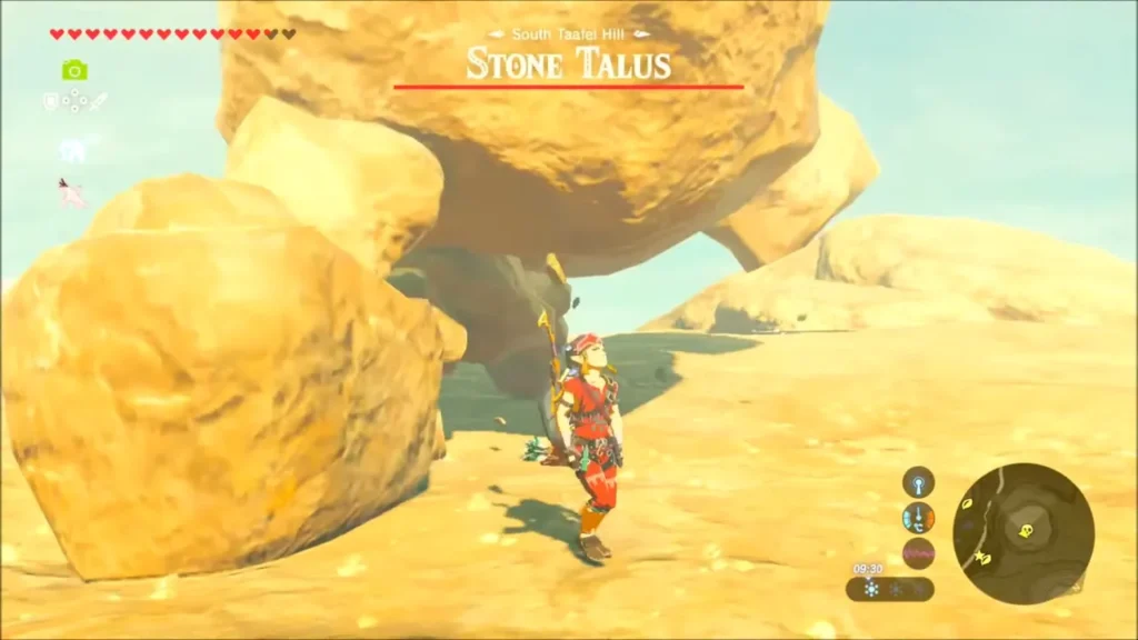Link standing before the Stone Talus as its health bar appears Link standing before the Stone Talus as its health bar appears