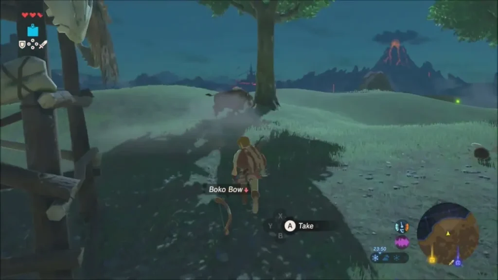 Link beside a dropped Boko Bow with the Take prompt Link beside a dropped Boko Bow with the Take prompt
