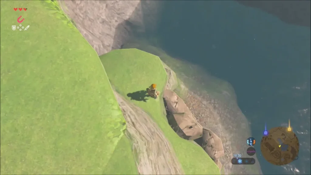 Link on the grassy cliff edge above the River of the Dead Link on the grassy cliff edge above the River of the Dead