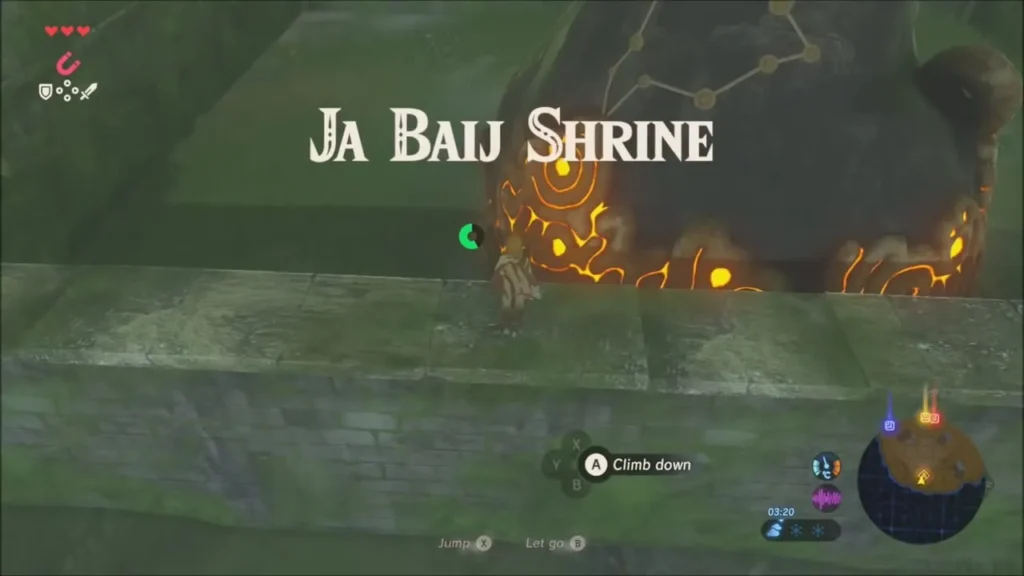 Ja Baij Shrine title over Link standing on the ruined wall Ja Baij Shrine title over Link standing on the ruined wall