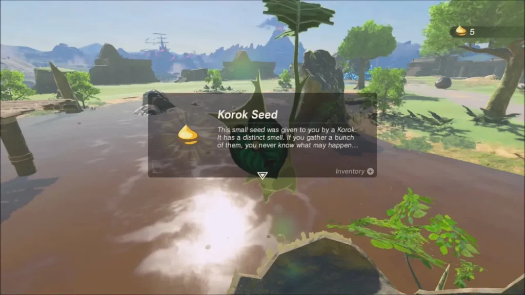 Korok Seed reward box shown beside the Korok Korok Seed reward box shown beside the Korok