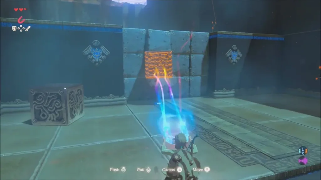 Link pulling a metal block out of a stone wall with Magnesis Link pulling a metal block out of a stone wall with Magnesis