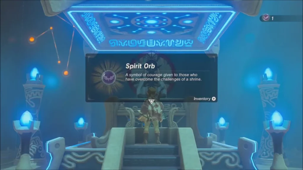 Link at the altar steps as the Spirit Orb item box appears Link at the altar steps as the Spirit Orb item box appears