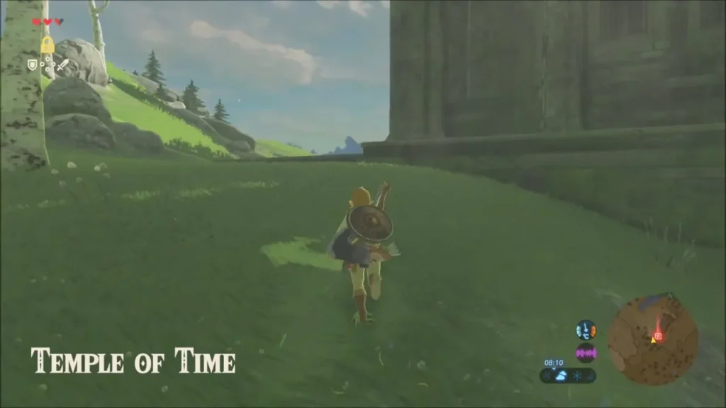 Link approaching the ruined Temple of Time walls Link approaching the ruined Temple of Time walls