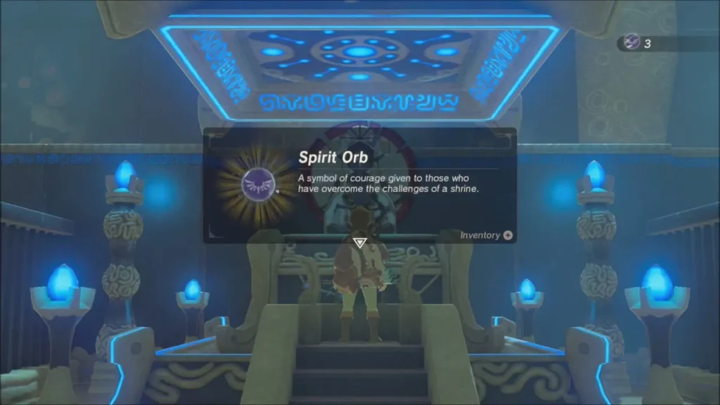 Link holding up the third Spirit Orb before the monk's altar Link holding up the third Spirit Orb before the monk's altar