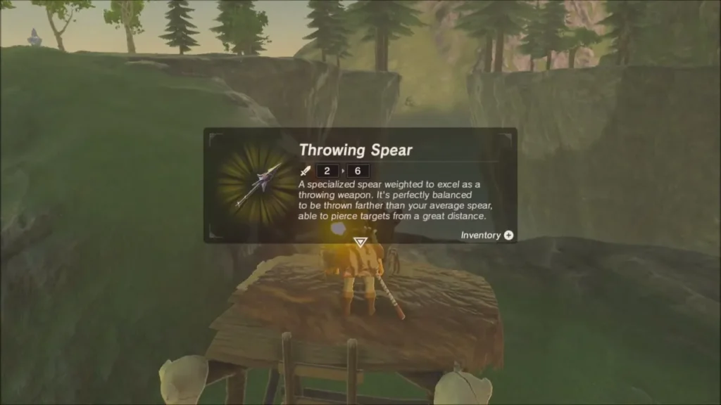 Throwing Spear item box with Link on the log platform Throwing Spear item box with Link on the log platform