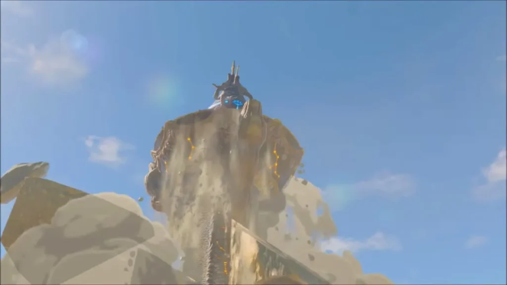 The Great Plateau Tower bursting up through falling rubble into the sky The Great Plateau Tower bursting up through falling rubble into the sky