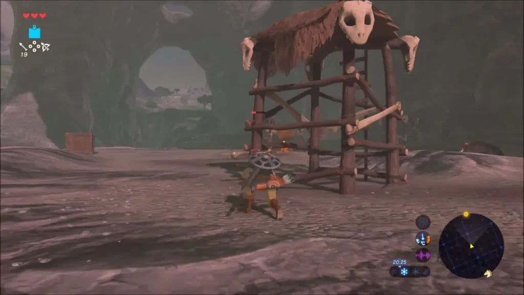 Wooden Bokoblin lookout tower inside the cave camp