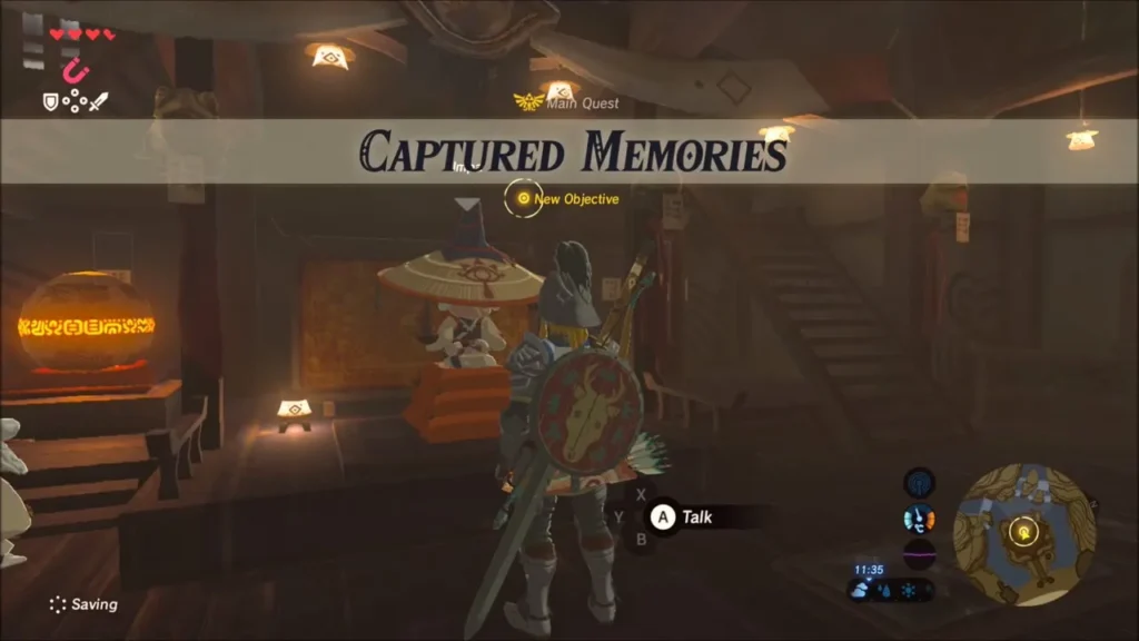 Captured Memories main quest banner appears in Impa's house