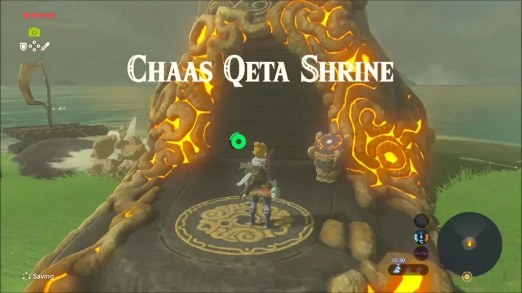 Link arriving at the Chaas Qeta Shrine entrance on Tenoko Island