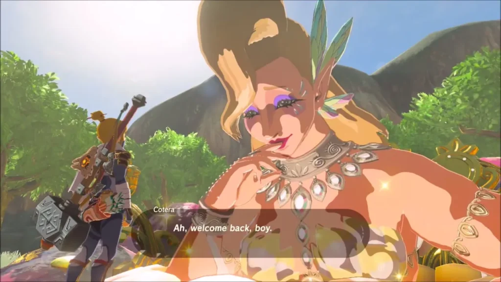 Cotera the Great Fairy welcoming Link back