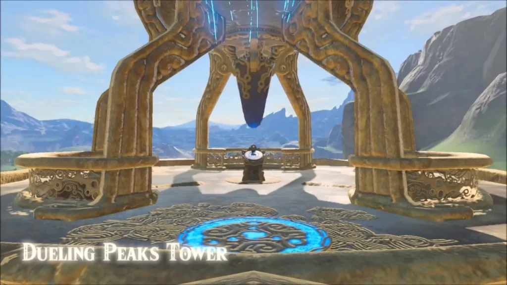 Link arriving on the Dueling Peaks Tower platform