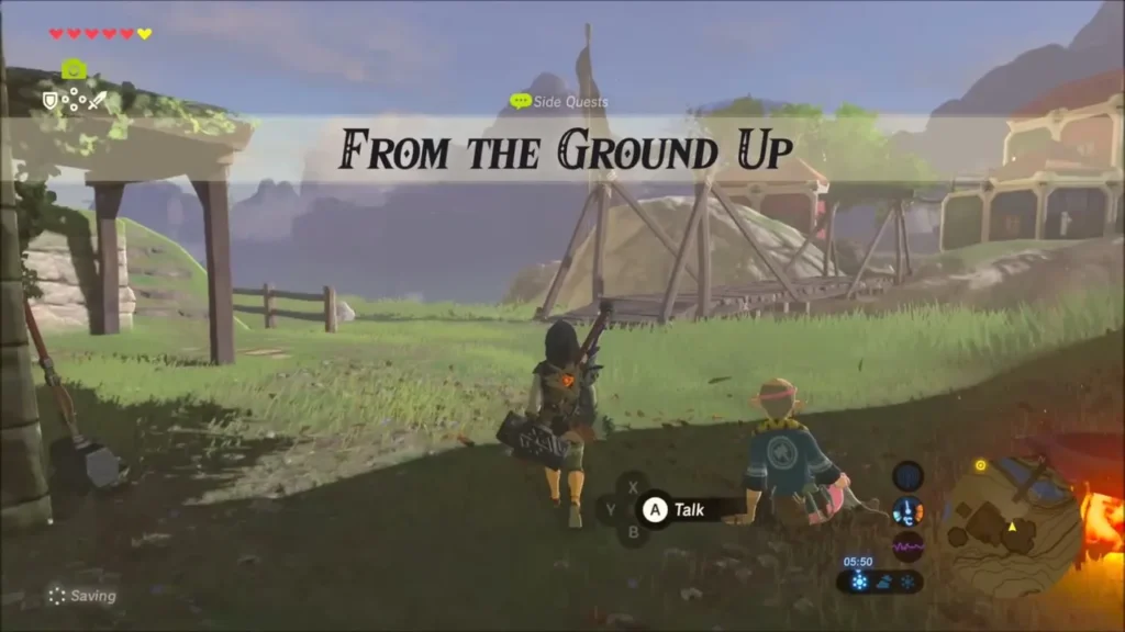 From the Ground Up side quest title as Link walks toward Bolson