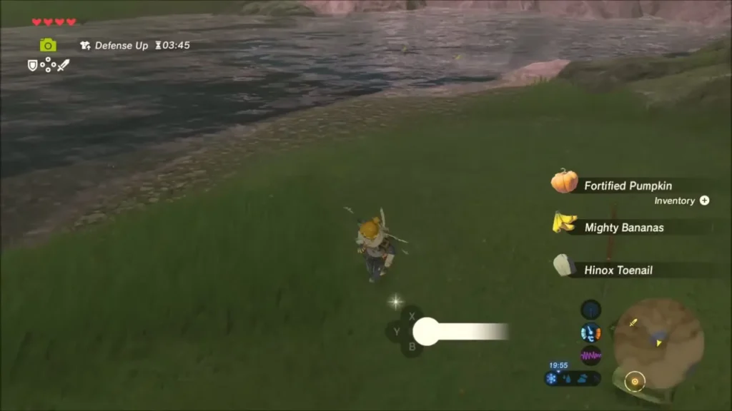 Link collecting a Hinox Toenail by the lake