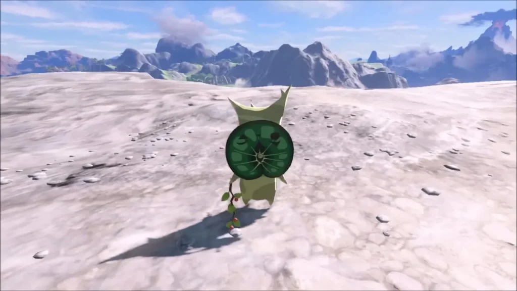 A Korok standing in plain sight on the limestone top