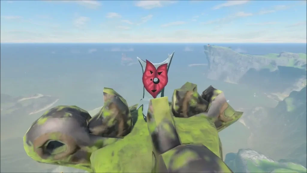 Korok waiting on the crown of the mossy rock