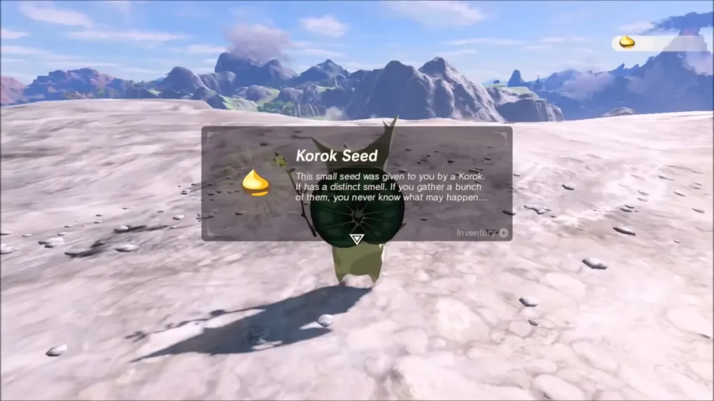 Korok Seed item box on the limestone outcrop