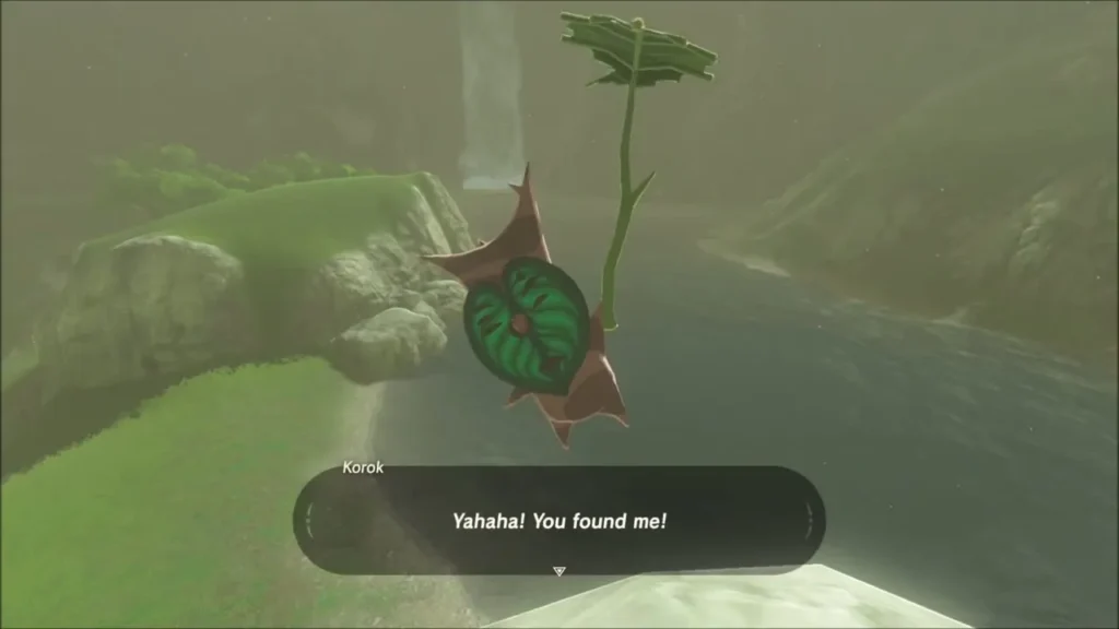 The Korok says it was found, beside the waterfall pool