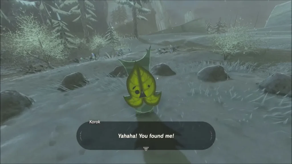 Korok greeting Link with Yahaha after the ring is completed