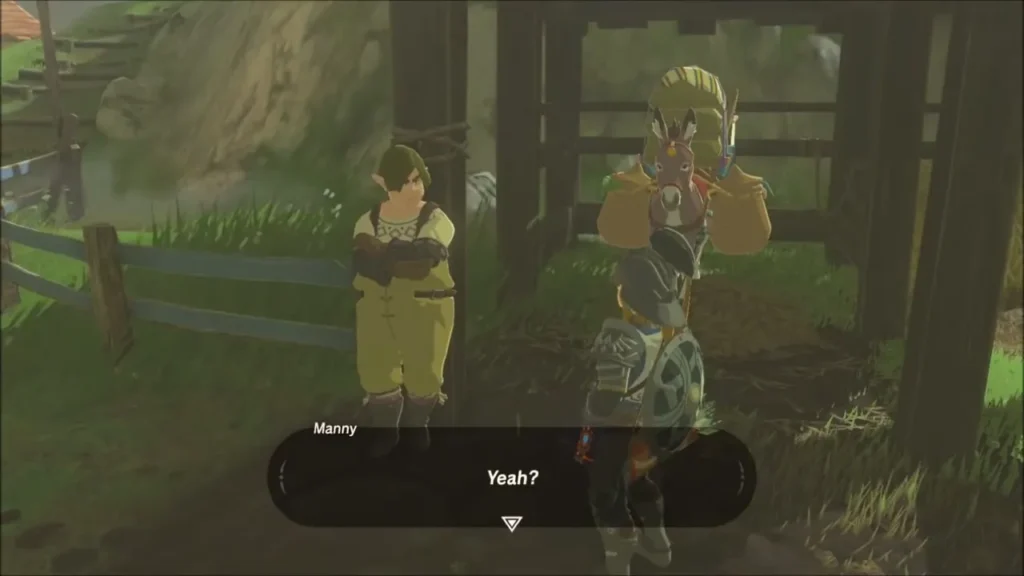 Manny waiting outside as Link reports back