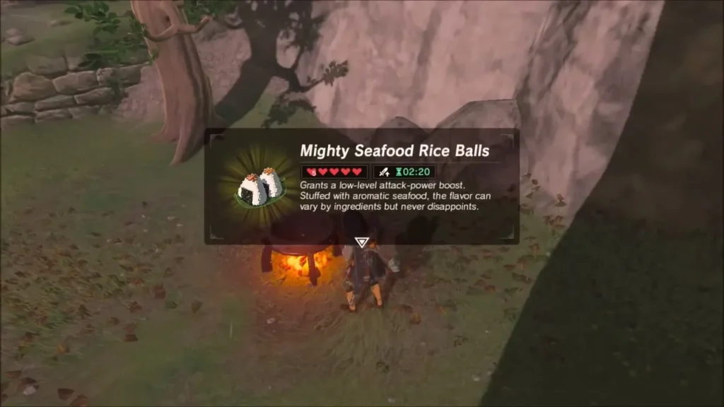 Mighty Seafood Rice Balls result beside the cooking pot
