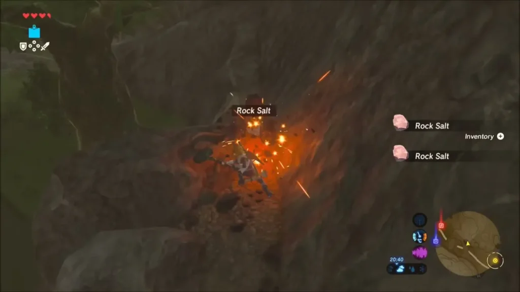 Link mining an ore deposit and collecting Rock Salt
